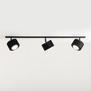 PLAFONIERA TULL, 3 BRATE, 14 CM, NEAGRA, DIN LEMN SI METAL, STIL MODERN - Img 4