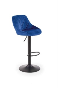 SCAUN DE BAR H101, ALBASTRU/NEGRU, TAPITERIE DIN CATIFEA SI PICIOARE DIN METAL, STIL MODERN - Img 1