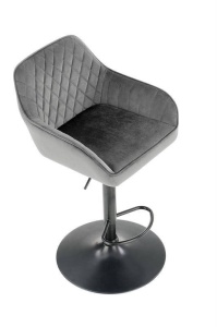 SCAUN DE BAR H103, GRI/NEGRU, TAPITERIE DIN CATIFEA SI PICIOARE DIN METAL, STIL MODERN - Img 3