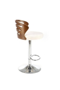 SCAUN DE BAR H109, CREM/NUC/CROM, TAPITERIE BOUCLE SI LEMN SI PICIOARE DIN METAL, STIL MODERN - Img 1