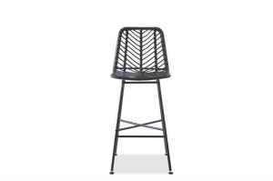 SCAUN DE BAR H97, NEGRU/NEGRU, TAPITERIE DIN RATTAN SI PICIOARE DIN METAL, STIL MODERN - Img 5