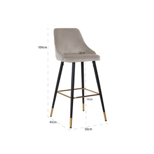 SCAUN DE BAR, IMANI S4476 Quartz Khaki 903/NEGRU/AURIU, CONFECTIONAT DIN 100% POLIESTER SI METAL, RICHMOND INTERIORS - Img 3