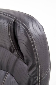 SCAUN DE BIROU CARLOS, NEGRU/CROM, TAPITERIE DIN PIELE ECOLOGICA SI PICIOARE DIN METAL, STIL MODERN - Img 4