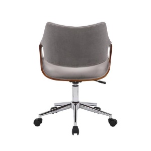 SCAUN DE BIROU COLT, GRI/NUC/CROM, TAPITERIE DIN CATIFEA/LEMN SI PICIOARE DIN METAL, STIL MODERN - Img 4