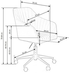 SCAUN DE BIROU FRESCO, GRI/NEGRU, TAPITERIE DIN CATIFEA SI PICIOARE DIN METAL, STIL MODERN - Img 8