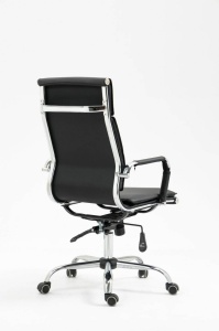 SCAUN DE BIROU MANTUS, NEGRU/CROM, TAPITERIE DIN PIELE ECOLOGICA SI PICIOARE DIN METAL, STIL MODERN - Img 3