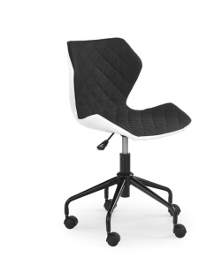 SCAUN DE BIROU MATRIX, NEGRU/ALB/NEGRU, TAPITERIE DIN PIELE ECOLOGICA/STOFA SI PICIOARE DIN METAL, STIL MODERN - Img 1