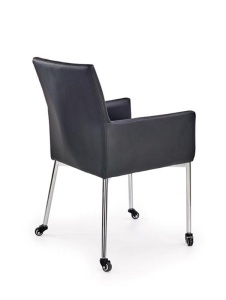 SCAUN DINING K256 NEGRU/CROM CU ROTI STIL MODERN HALMAR - Img 2