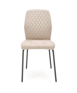 SCAUN DINING K461, BEJ/NEGRU, CU TAPITERIE DIN STOFA SI PICIOARE DIN METAL, STIL MODERN - Img 3
