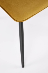 SCAUN DINING K521, GALBEN MUSTAR/NEGRU, CU TAPITERIE DIN CATIFEA SI PICIOARE DIN METAL, STIL MODERN - Img 7