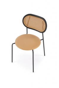 SCAUN DINING K524, MARO DESCHIS/NEGRU, DIN RATTAN, PIELE ECOLOGICA SI PICIOARE DIN METAL , STIL MODERN - Img 2