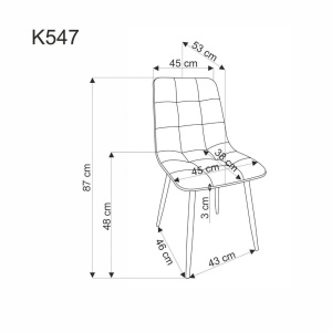 SCAUN DINING K547, NEGRU/NEGRU, TAPITERIE DIN STOFA SI PICIOARE DIN METAL, STIL MODERN - Img 2