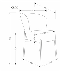 SCAUN DINING K590, BEJ/NEGRU, TAPITERIE DIN STOFA SI PICIOARE DIN METAL, STIL MODERN - Img 8