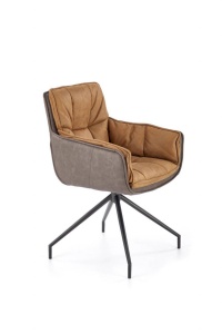 SCAUN DINING PIVOTANT K523, MARO/NEGRU, TAPITERIE DIN STOFA SI PIELE ECOLOGICA SI PICIOARE DIN METAL, STIL MODERN - Img 2