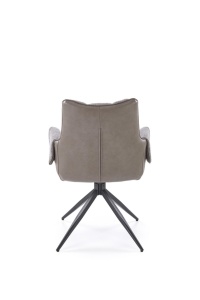 SCAUN DINING PIVOTANT K579, GRI/NEGRU, TAPITERIE DIN STOFA SI PIELE COLOGICA SI PICIOARE DIN METAL, STIL MODERN - Img 4