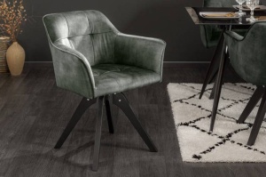 SCAUN PIVOTANT, LOFT 61X81 CM, COD 40257, DIN CATIFEA VERDE SMARALD SI CADRUL DE LEMN - Img 6