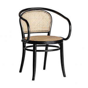 SCAUN TEBA REF. 29588, NEGRU-AURIU, STIL CLASIC, DIN LEMN MASIV DE ULM SI RATAN, VIC - Img 1