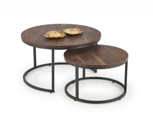 SET 2 MASUTE DE CAFEA JAVA, NUC/NEGRU, DIN MDF FURNIRUIT SI METAL, STIL MODERN, HALMAR - Img 1