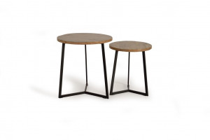 SET 2 MASUTE DE CAFEA LYVIA, MARO/NEGRE, DIN METAL SI LEMN, STIL MODERN - Img 1