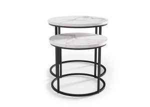 SET 2 MASUTE DE CAFEA OREO, EFECT DE MARMURA ALBA/NEGRU, DIN MDF FURNIRUIT SI METAL, STIL MODERN, HALMAR - Img 5