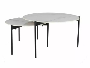 SET 2 MASUTE DE CAFEA VETRO , 60/80 CM, EFECT DE MARMURA ALBA/NEGRU, BLAT DIN CERAMICA SI CADRU DIN METAL, STIL MODERN - Img 2