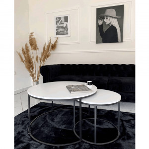 SET 2 MESE DE CAFEA IKLIN, ALB/NEGRU, STIL MODERN, TK - Img 2