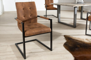 SET 2 SCAUNE DINING SAU BIROU NEGRU/CONIAC OXFORD 36959 - DESIGN VINTAGE/INDUSTRIAL - Img 1