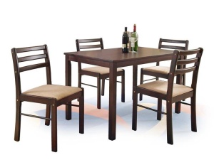 SET DINING - MASA NEW STARTER 2, 110 CM+ 4 SCAUNE, ESPRESSO, STIL CLASIC - Img 1