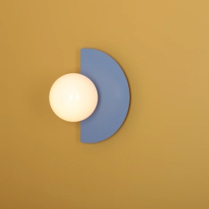 APLICA LOOP, 28 CM, ALBASTRA, DIN STICLA SI METAL, STIL MODERN - Img 1
