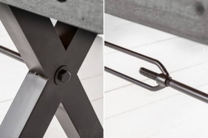BANCA, THOR 200CM, COD 40445, METAL SI LEMN PIN GRI, DESIGN INDUSTRIAL - Img 3