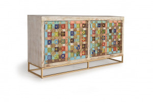 BUFET 180CM, DIN LEMN MASIV DE MANGO SI METAL, MULTICOLOR, GINER Y COLOMER - Img 1