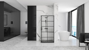 CABINA DE DUS REA CONCEPT, CULISANTA, 80x100CM, NEGRU, DIN STICLA, CALITATE SUPERIOARA - Img 2