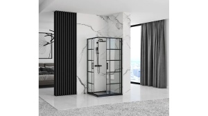 CABINA DE DUS REA CONCEPT, CULISANTA, 80x100CM, NEGRU, DIN STICLA, CALITATE SUPERIOARA - Img 4