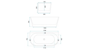 CADA REA CAPRI FREESTANDING, 170 CM, ALB, DIN ACRIL, CALITATE SUPERIOARA - Img 7