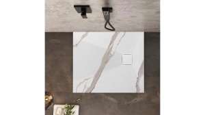CADITA DE DUS REA MAGNUM CARRARA, 90x90 CM, EFECT DE MARMURA ALBA, DIN COMPOZIT, CALITATE SUPERIOARA - Img 5