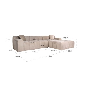 COLTAR CUBE CU 3 LOCURI + CANAPEA EXTENSIBILA DREAPTA SI 2 PERNE DECORATIVE, QUARTZ KAKI, S5137, CONFECTIONAT DIN POLIURETAN SI 100% POLIESTER, RICHMOND INTERIOR - Img 3