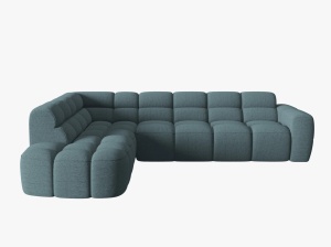 COLTAR LISA, STANGA, 5 LOCURI, 293 CM, ALBASTRU DESCHIS 76, TAPITERIE DIN STOFA, DESIGN DEOSEBIT - Img 1