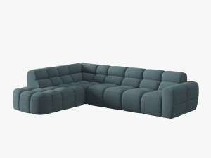 COLTAR LISA, STANGA, 5 LOCURI, 293 CM, ALBASTRU DESCHIS 76, TAPITERIE DIN STOFA, DESIGN DEOSEBIT - Img 2