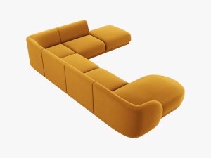 COLTAR MILEY DREAPTA, 6 LOCURI, 327 CM, GALBEN 68, TAPITERIE DIN CATIFEA, DESIGN DEOSEBIT - Img 3