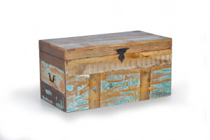 LADA PENTRU DEPOZITARE/CUFAR RIVER 85CM, MARO/MULTICOLOR, LEMN RECICLAT, STIL VINTAGE G&C - Img 1