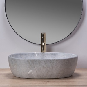 LAVOAR REA LARA, EFECT DE PIATRA GRI, 48,5 CM, DIN CERAMICA, CALITATE SUPERIOARA - Img 2