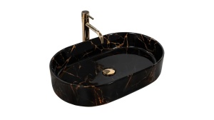 LAVOAR REA NADIA, EFECT DE MARMURA NEAGRA, 61 CM, DIN CERAMICA, CALITATE SUPERIOARA - Img 2