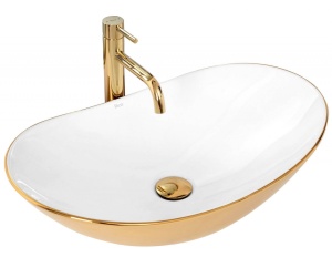 LAVOAR REA ROYAL, 60,5 CM, ALB/AURIU, DIN CERAMICA, CALITATE SUPERIOARA - Img 4