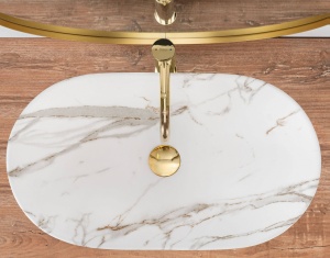 LAVOAR REA ROYAL, LAVA, 60,5 CM, EFECT DE MARMURA ALBA, DIN CERAMICA, CALITATE SUPERIOARA - Img 4