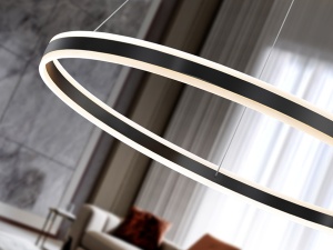 LUSTRA/PLAFONIERA HELIA, 100 CM, NEGRU MAT/OPAL, DIN METAL, ALUMINIU SI ACRIL, STIL MODERN - Img 3