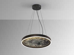 LUSTRA/PLAFONIERA STONE, 60CM, NEGRU MAT/GRI, DIN METAL SI ARDEZIE SINTETICA, STIL MODERN - Img 2