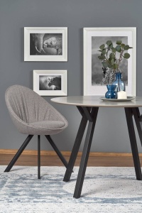 MASA DINING BALROG, GRI DESCHIS/NEGRU, 100 CM, BLAT DIN MDF LACUIT SI PICIOARE DIN METAL, STIL MODERN - Img 4