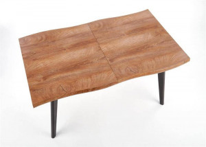 MASA DINING EXTENSIBILA DICKSON, STEJAR NATURAL/NEGRU, 120/180 CM, BLAT DIN MDF SI PICIOARE DIN METAL, STIL MODERN, HALMAR - Img 2