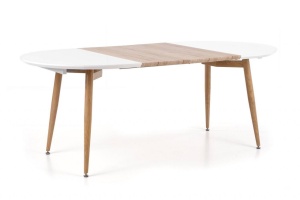 MASA DINING EXTENSIBILA EDWARD, STEJAR SAN REMO/ALB, 120/200 CM, BLAT DIN MDF SI PICIOARE DIN METAL , STIL MODERN - Img 4