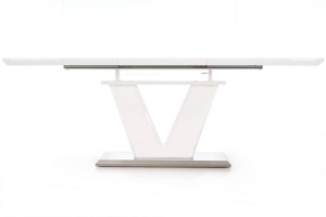 MASA DINING EXTENSIBILA MISTRAL, ALB/CROM, 160/220 CM, BLAT DIN MDF LACUIT SI PICIOR DIN METAL, STIL MODERN - Img 5